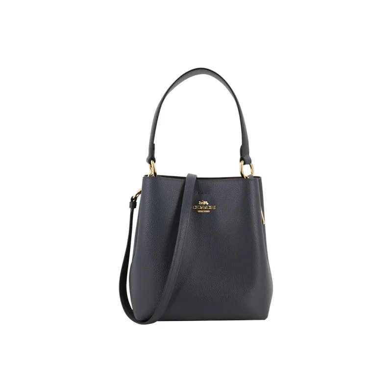 COACH Town Pebbled Leather Crossbody Bag Crossbody One Shoulder Bucket Bag Handbag Small Size Women's Navy Blue-0