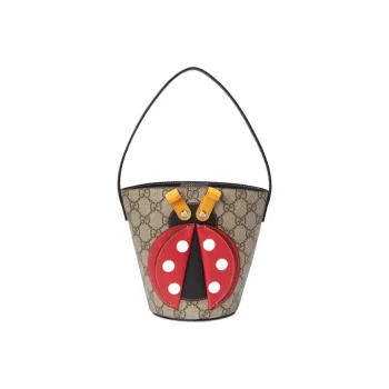 GUCCI Canvas Bucket Bag Handbag Kids' Bag Regular Kids' Ebony/Red