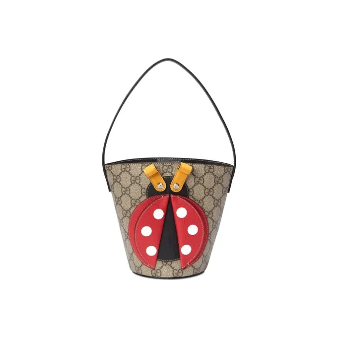 GUCCI Canvas Bucket Bag Handbag Kids' Bag Regular Kids' Ebony/Red-0