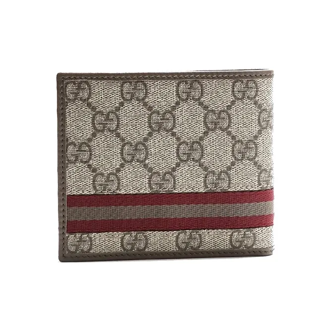 GUCCI Canvas With Leather Wallet Regular Men's Ebony/Tan-0