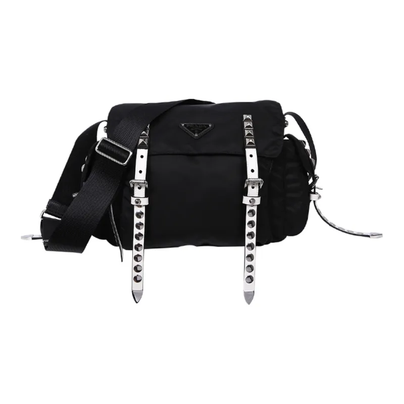 PRADA Nylon Fabric Crossbody Bag Women's Black-0