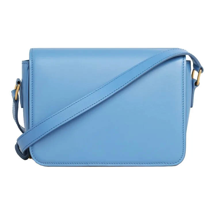 CELINE Shiny Cow Leather Shoulder Bag, Handbag, Shoulder Bag, Crossbody Bag Women's Sky Blue-2
