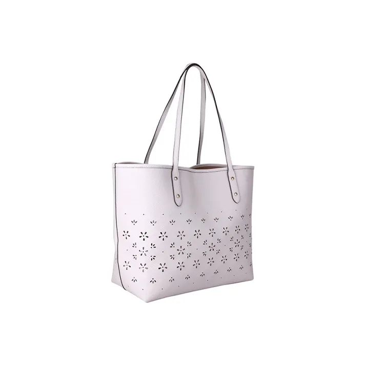 COACH Leather Tote Bag, Shopping Bag, Shoulder Bag Tubas Women's Glacier White-1