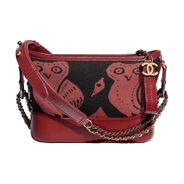 CHANEL Gabrielle Calfskin Hobo Bag, Handbag, Shoulder Bag, Crossbody Bag Trumpets Women's Red Black-0