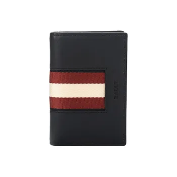 BALLY Cow Leather Business Card Holder, Wallet Clutch Regular Men's Black