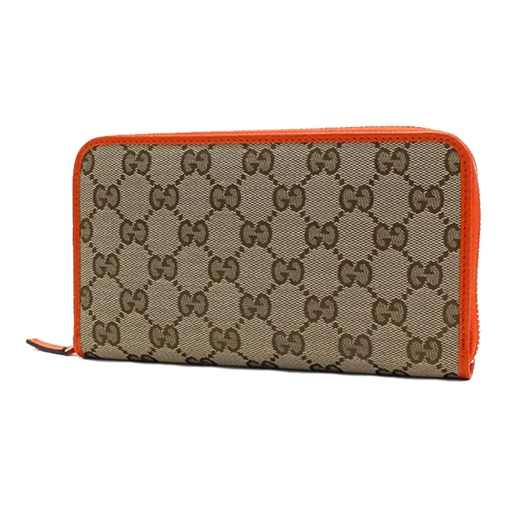GUCCI Canvas With Leather Canvas Bag Wallet Women's Ebony/Orange-2