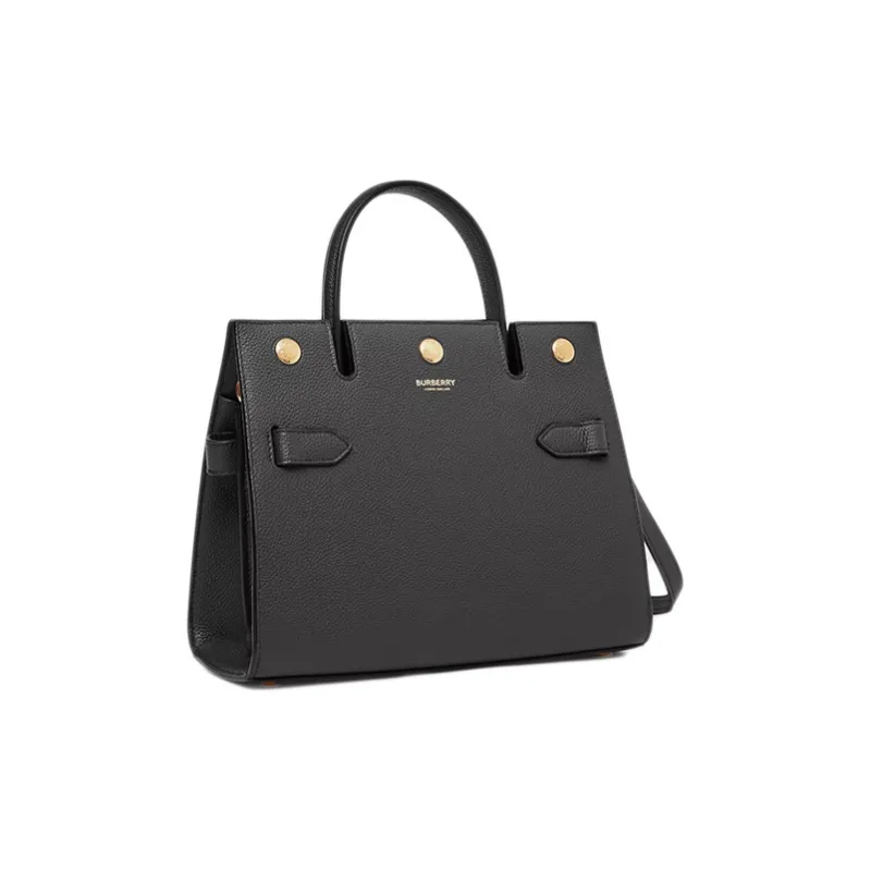 Burberry Title Cow Leather Handbag Portable Crossbody Bag Shoulder Bag Mini Women's Black-2