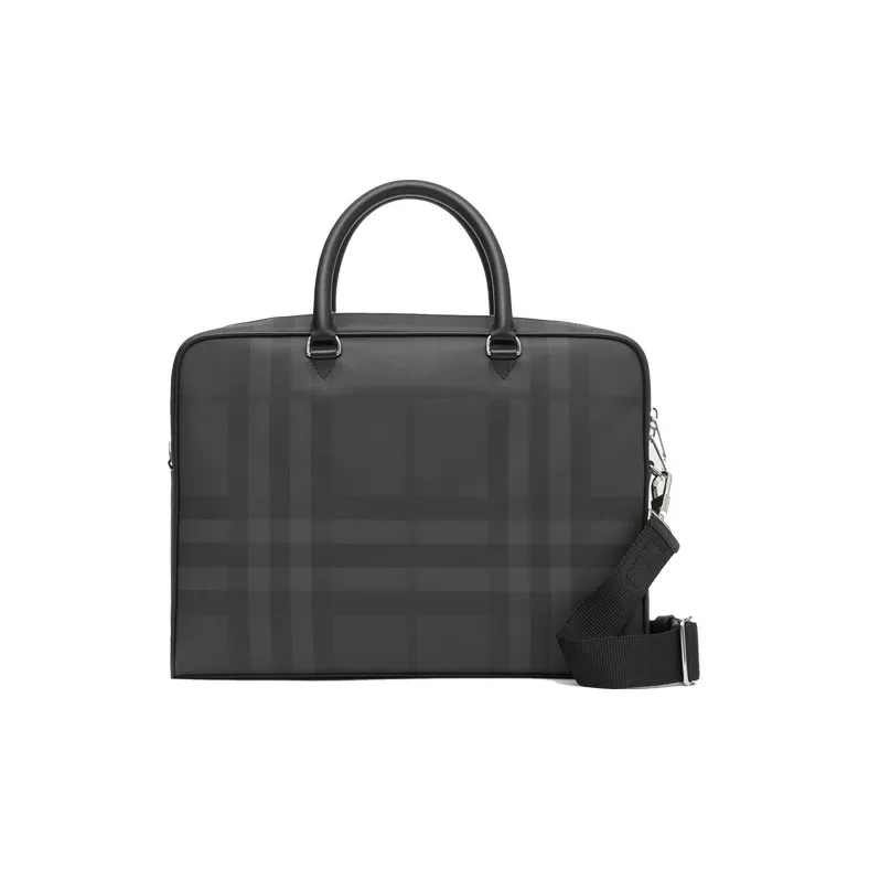 Burberry Leather Briefcase Shoulder Bag Crossbody Bag Handbag Regular Men's Dark Charcoal Gray-0