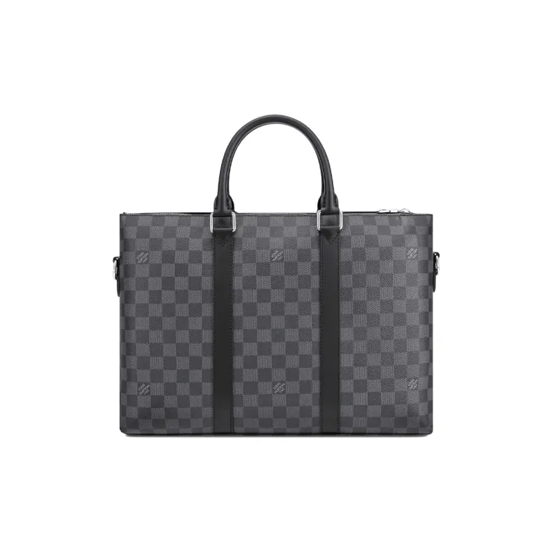LOUIS VUITTON Canvas Briefcase Regular Unisex Black-2