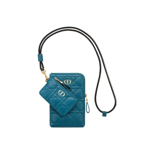 DIOR Caro Cow Leather Handbags Clutches Regular Women's Steel Blue