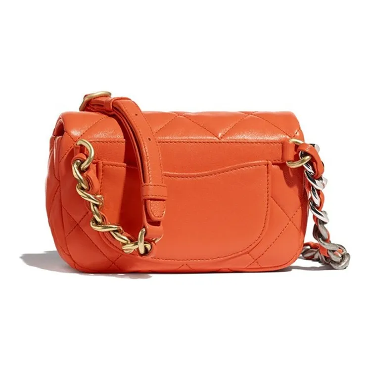 CHANEL 19Bag Lambskin Backpack, Flap Bag, Crossbody Bag, Handbag, Shoulder Bag Women's Orange-2