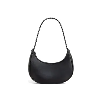 CELINE AVA Smooth Cow Leather Dumpling Bag, Shoulder Bag, Handbag Women's Black Silver