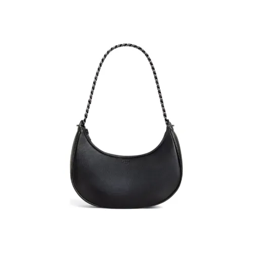 CELINE AVA Smooth Cow Leather Dumpling Bag, Shoulder Bag, Handbag Women's Black Silver