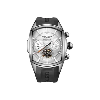 REEF TIGER Aurora Collection Tank II Automatic Mechanical Movement Watch Men's Watches White Dial