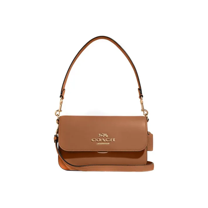 COACH Brynn Leather Handbag, Shoulder Bag, Crossbody Bag Women's Red Brown-0