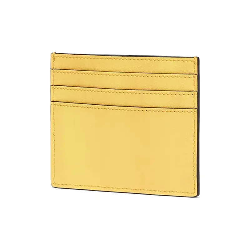 FENDI Cow Leather Card Clip Card Holder Men's Yellow-1