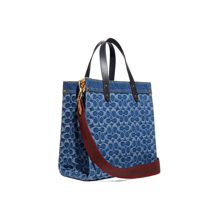 COACH Field Fabric Tote Bag Portable Crossbody Bag Shoulder Bag Large Size Women's Marine Blue-2