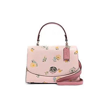 COACH Tilly Refined Pebble Leather Handbag Shoulder Bag Crossbody Bag Medium Size Women's Pink/Thistle
