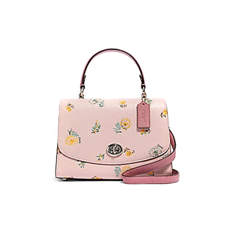 COACH Tilly Refined Pebble Leather Handbag Shoulder Bag Crossbody Bag Medium Size Women's Pink/Thistle-0