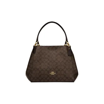 COACH Hallie PVC Handbag Regular Women's Dark Brown