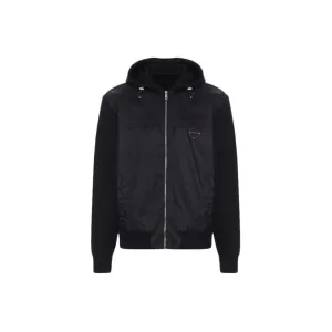 PRADA Men's Logo Zip-Up Hooded Jacket Black - Cheap Rcj PRADA Men's Logo Zip-Up Hooded Jacket Black - Cheap Rcj