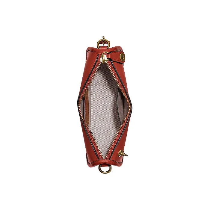 COACH Swinger Leather Shoulder Bag, Pochette, Portable Crossbody Bag, Shoulder Bag Trumpets Women's Sand Red-2