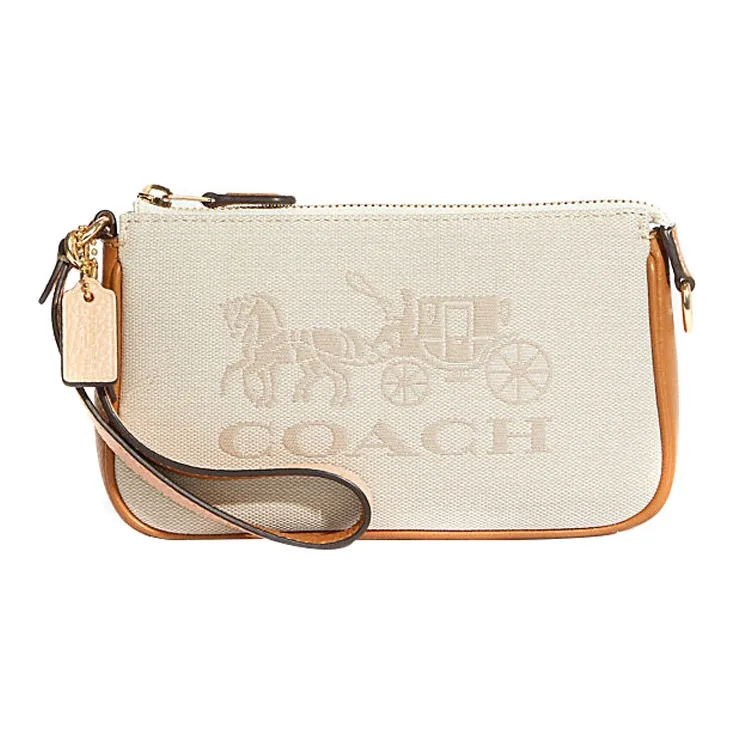 COACH Nolita Fabric With Cow Leather Pochette, Shoulder Bag, Clutch, Wrist Bag Small Size Women's Ecru-0