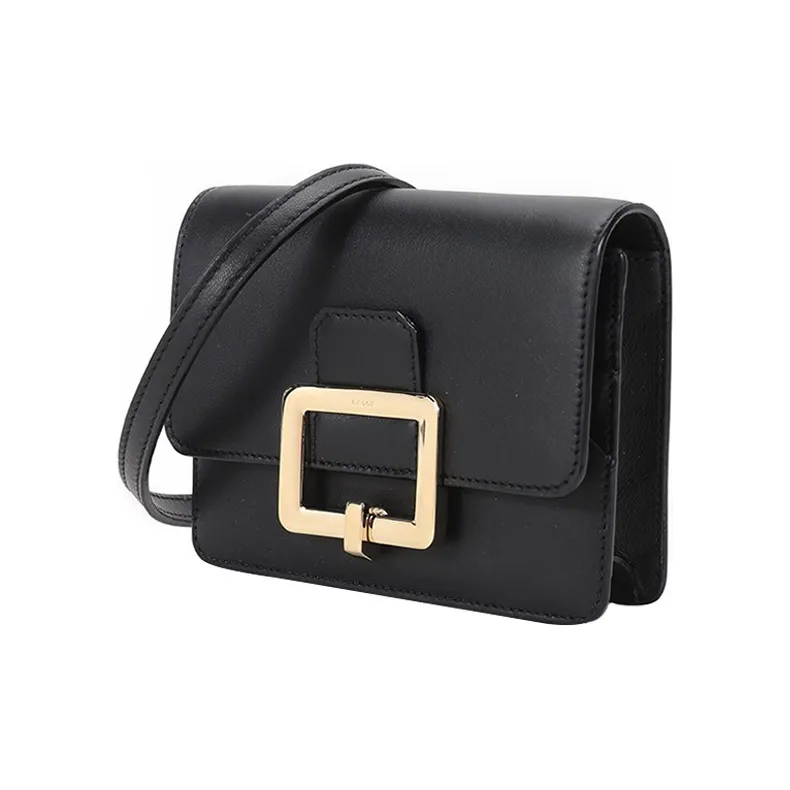 BALLY Leather Envelope Bag Handheld Shoulder Bag Crossbody Bag Mini Women's Pure Black-1