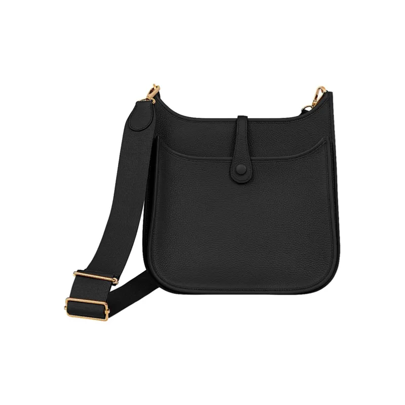 HERMES Evelyne TC Leather Shoulder Bag, Crossbody Bag Unisex Noir Black-2
