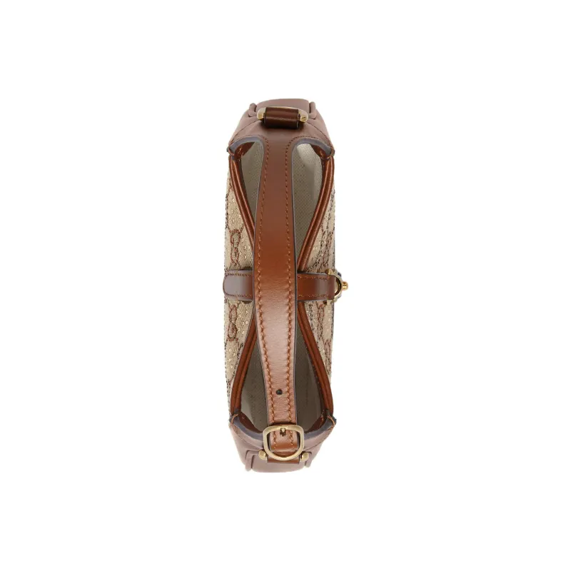 GUCCI Jackie 1961 Canvas With Leather Crescent Shoulder Bag Shoulder Bag Mini Women's Ebony-3