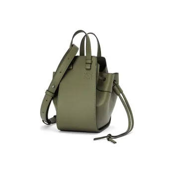 LOEWE Hammock Cow Leather Hammock Bag Shoulder Bag Crossbody Bag Handbag Small Size Women's Dark Green