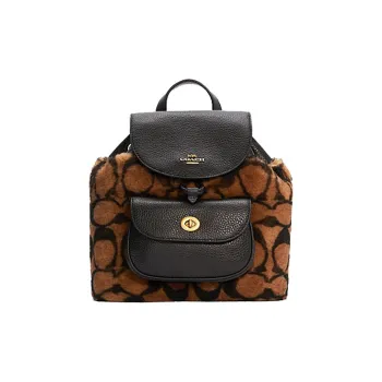 COACH Jennifer Pennie Plush Leather Backpack Trumpets Women's Leopard Print Brown