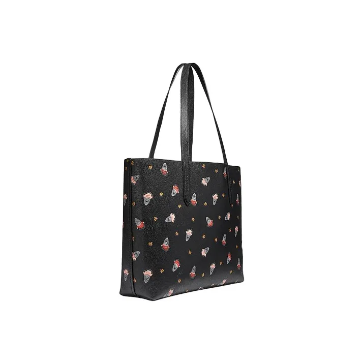 COACH Highline Leather Tote Bag, Shopping Bag, Handbag, Shoulder Bag Tubas Women's Black-1