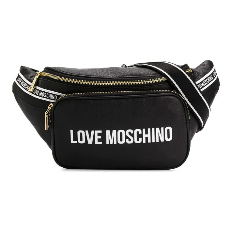 MOSCHINO Leather Shoulder Bag, Crossbody Bag, Fanny Pack Women's Black-0