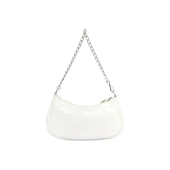 Balenciaga Le Cagole Mini Bag With Chain Crocodile Embossed White-1