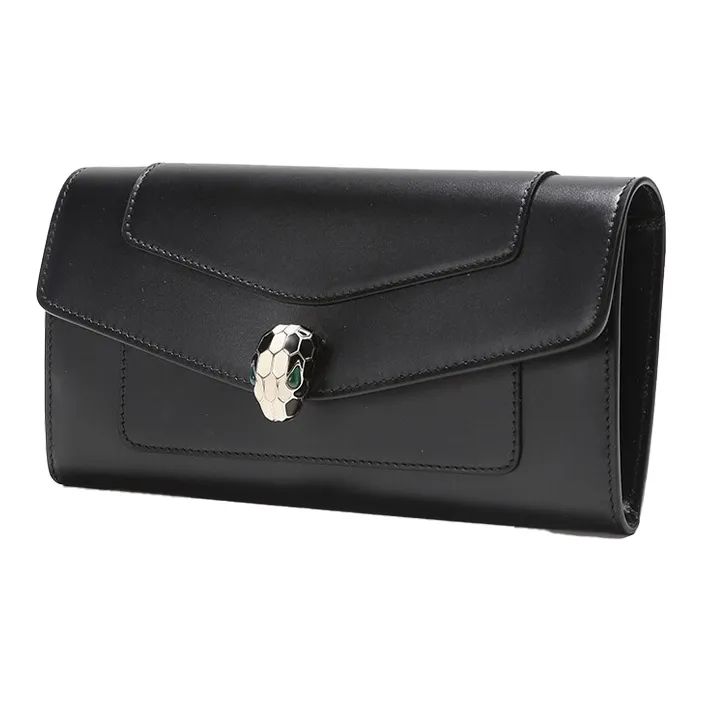 BVLGARI SERPENTI Cow Leather Wallet Women's Black-2