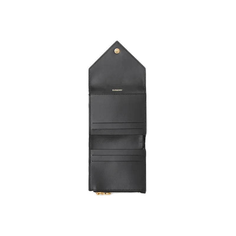 Burberry Leather Wallet Women's Black Brown-3