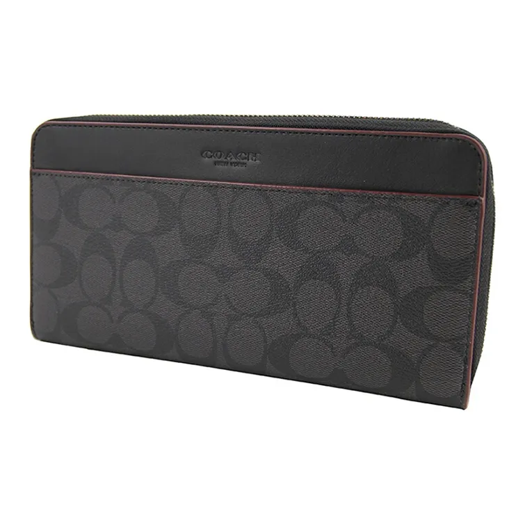 COACH Travel Wallet Canvas With Leather Wallet Men's Gray Black-1