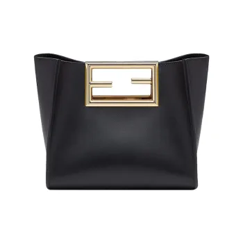 FENDI Calfskin Tote Bag Shopping Bag Shoulder Bag Crossbody Bag Handbag Small Size Women's Black