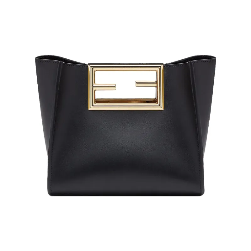 FENDI Calfskin Tote Bag Shopping Bag Shoulder Bag Crossbody Bag Handbag Small Size Women's Black-0