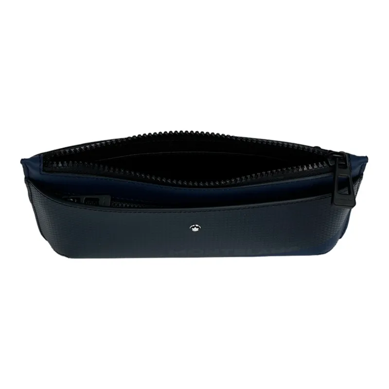 MONTBLANC Leather Toiletry Bag Pen Pouch Clutch Small Size Men's Blue Black-2