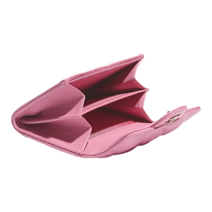 CHANEL Classic Flap CF Caviar Cow Leather & Metal Flap Bag Coin Purse Wallet Women's Pink-3