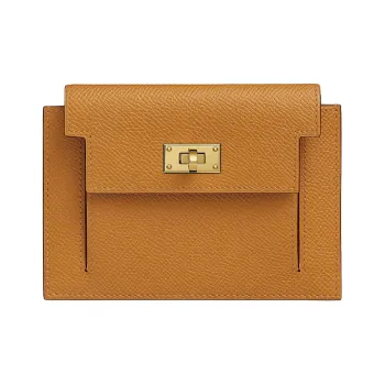 HERMES Kelly Pocket Cow Leather Wallet Women's Sesame