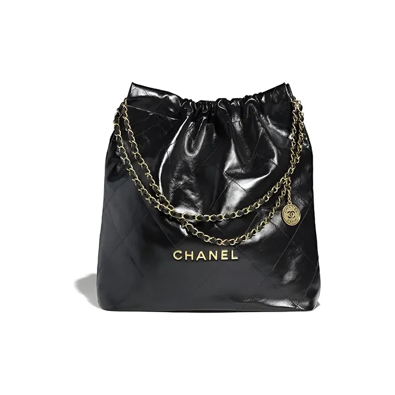 CHANEL 22Bag Smooth Finish Calfskin Tote Bag, Shopping Bag, Portable Crossbody Bag, Shoulder Bag Tubas Women's Black-0