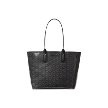 MICHAEL KORS Polyester Tote Bag Shopping Bag Dog Tooth Bag Shoulder Handbag Large Size Women's Black