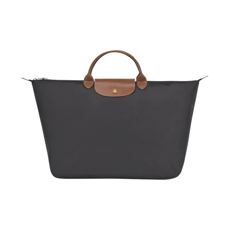 LONGCHAMP Le Pliage Polyamide Canvas With Full-Grain Cow Leather Travel Bag Handbag Large Size Women's Metal Gray-0