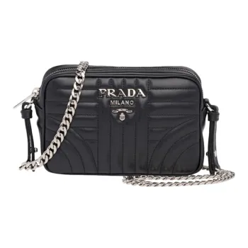 PRADA Diagramme Cow Leather Crossbody Bag, Shoulder Bag Women's Black