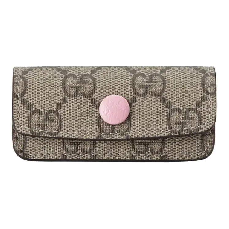GUCCI Canvas With Leather Lipstick Case Clutch Women's Ebony Pink-0