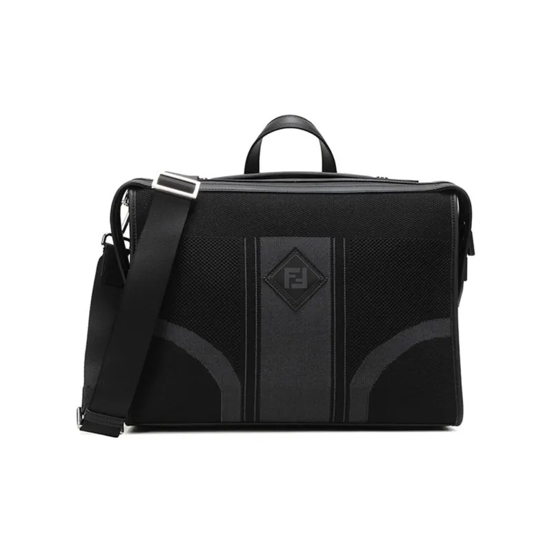 FENDI Fabric With Leather Shoulder Bag, Crossbody Bag, Handbag, Briefcase Men's Black-0
