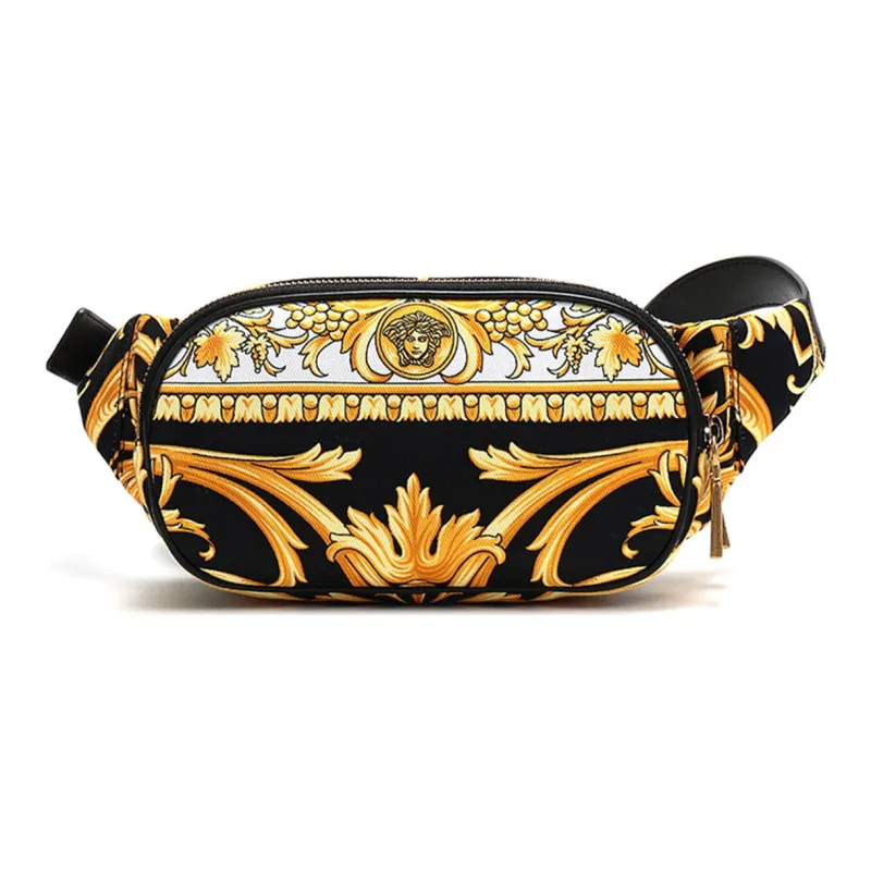 VERSACE Fabric Shoulder Crossbody Bag Sling Bag Fanny Pack Regular Men's Black Multicolor Print-0